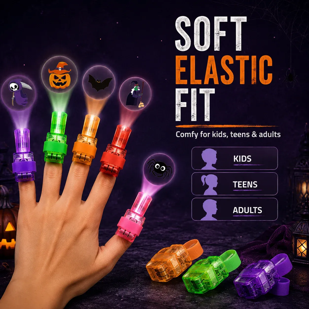🔥 Last Day 50% OFF — 36PCS Spooky Halloween Pattern Finger Projector Lights Party Favors & Spooky Fun🎃